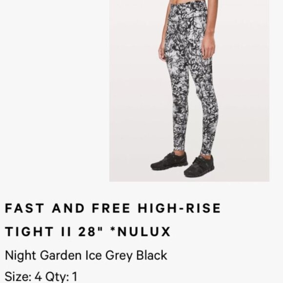 Almost New Lululemon Fast and Free Floral Tight - Picture 2 of 5
